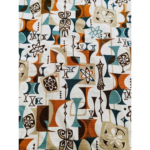 Robert Kaufman Atomic Barkcloth Fabric, MCM Tiki Print 3 Yards - Picture 1 of 10